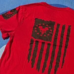 Goodfellow co red Flag Mouse Skull Graphic Tee